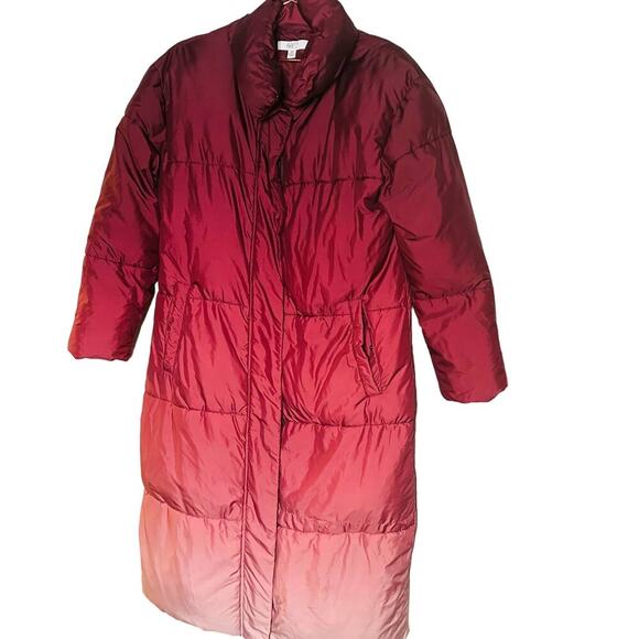 Busayo Collective Ombré Wine Pink Purple Parka Puffer Trench Jacket size XS - Picture 8 of 15